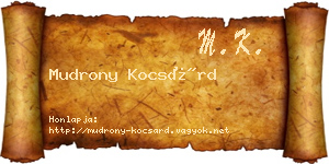 Mudrony Kocsárd névjegykártya